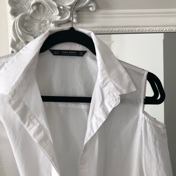 ZARA Shoulder cut out white Dress shirt - Picture 2 of 3